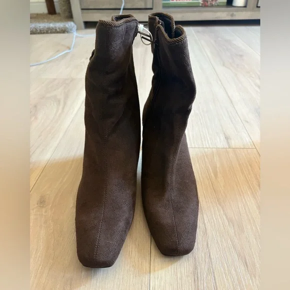 Studio Works Brown faux Suede Heeled Boots - Picture 2 of 6